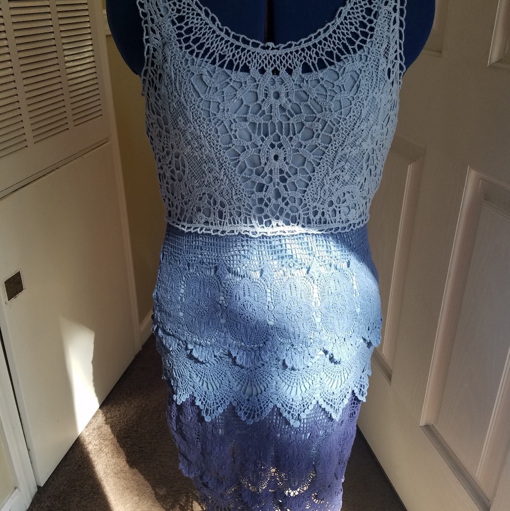 Venus Ombre Blue Lace Dress Size XS